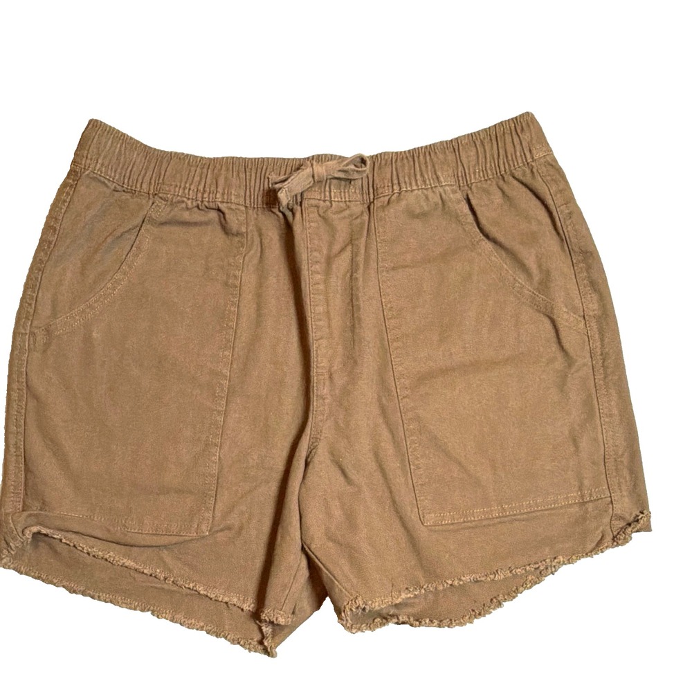 Katin Women's Size M Brown Solid Drawstring Elastic Waist Shorts Pockets Casual
